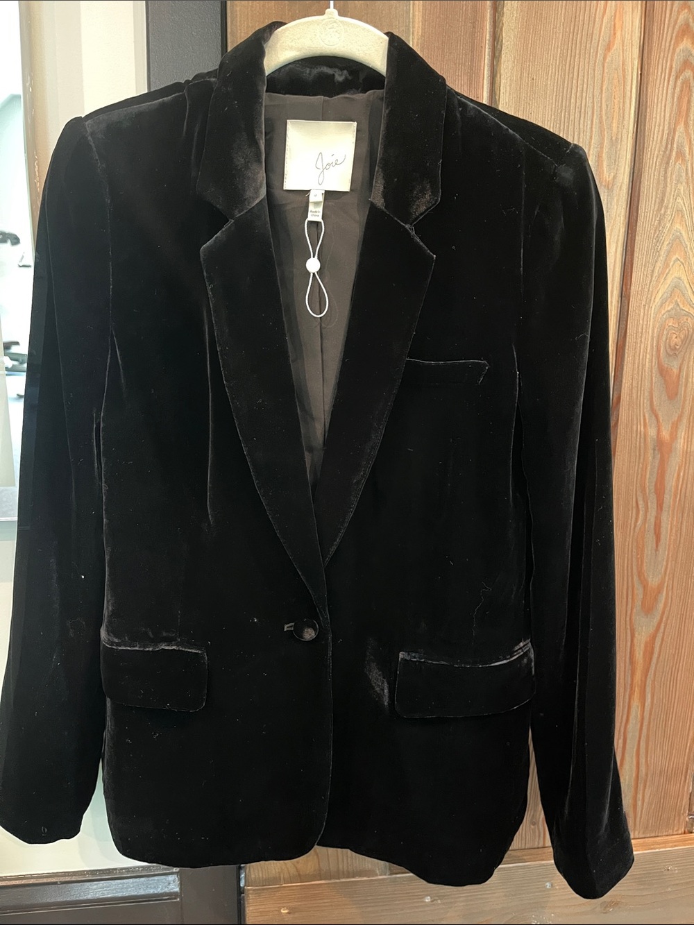 Joie Black Velvet Single-Button Blazer Jacket